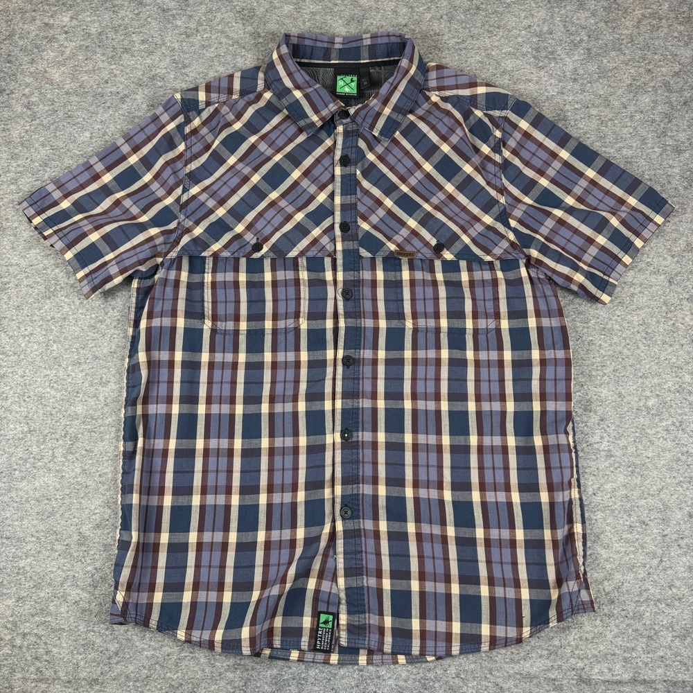 Hippy Tree Nomad Division Button Up Shirt Plaid Pockets Mens Small S